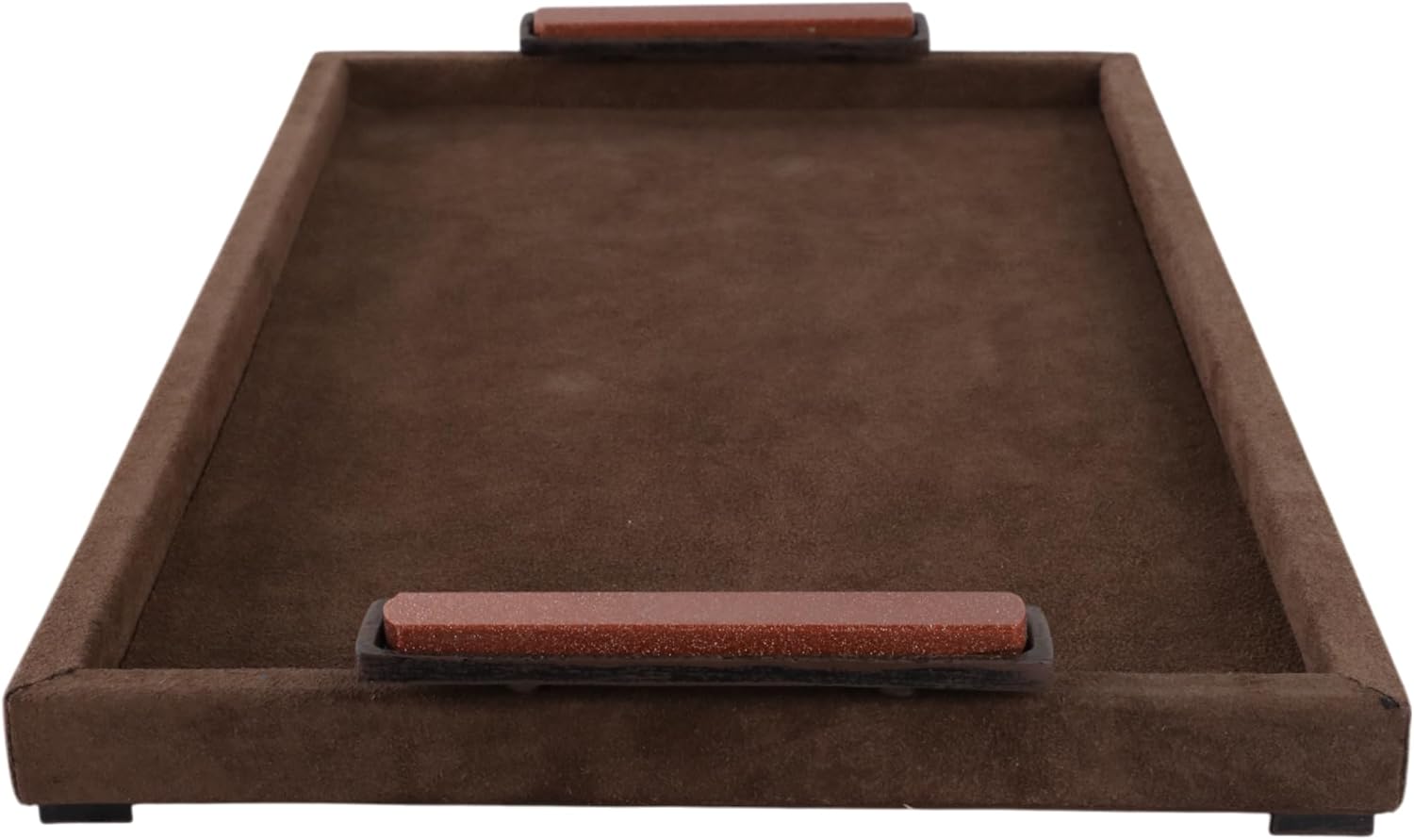 Suede Decorative Tray for Home Décor Accents – Serves as Bed, Jewelry, Trinket Tray Dish, or Bathroom Vanity Tray – House Decor Coffee Table Tray and Centerpiece Table Decorations – 2', Brown