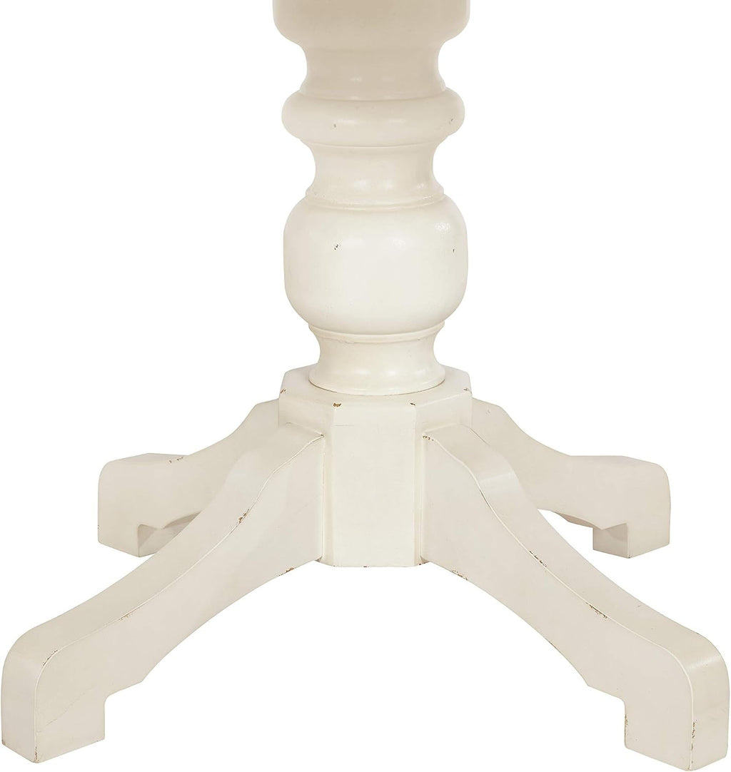 Prato Round Two-Tone Finish Wood Dining Table, Antique White and Distressed Oak