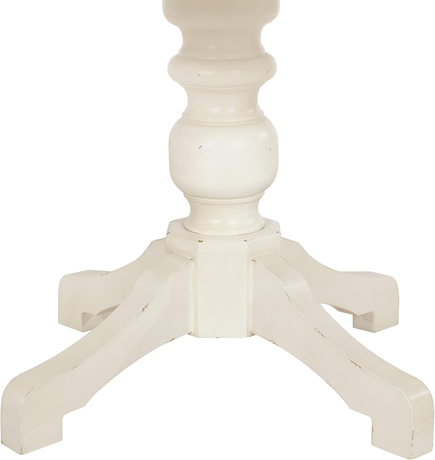 Prato Round Two-Tone Finish Wood Dining Table, Antique White and Distressed Oak