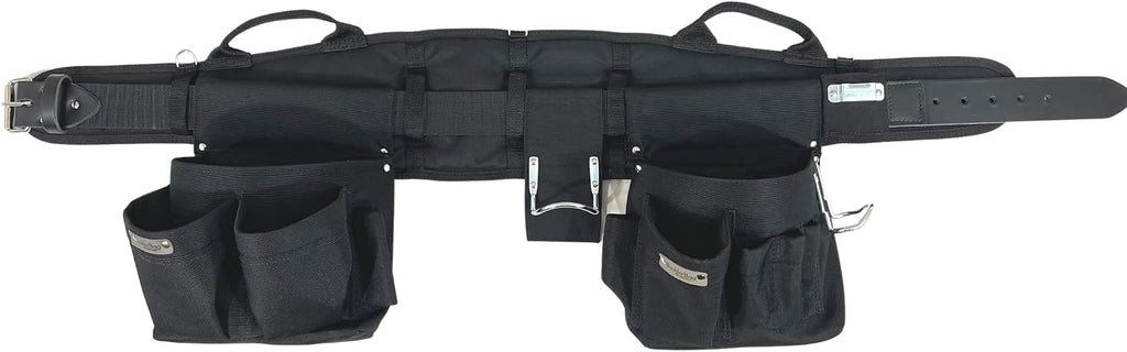 BOULDER BAG Professional Carpenter MAX Combo with Comfort Back Support Tool Belt, Leather Belt Buckle, Heavy Duty Tool Bag, Black (Small 24-27 Inches) | Made in USA