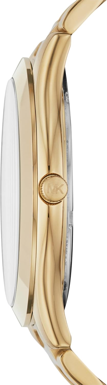 Michael Kors MK9122 - Slim Runway Three-Hand Beige Gold-Tone Stainless Steel Watch