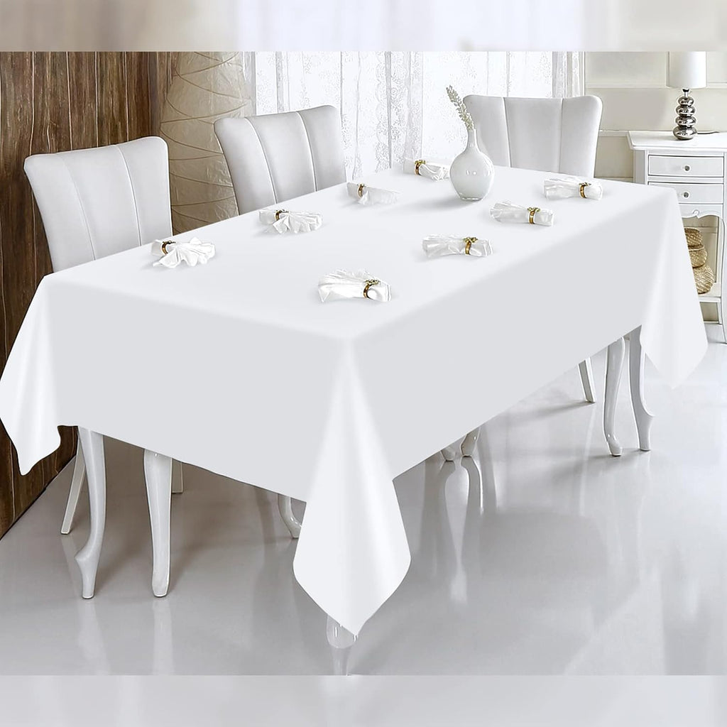 12 Pack White Tablecloths for Rectangle Tables Stain and Wrinkle Resistant Washable Polyester Tablecloth 90 x 156 Inch White Table Cloth Rectangle Table 8 Foot Rectangle Table Cloth for Wedding Party