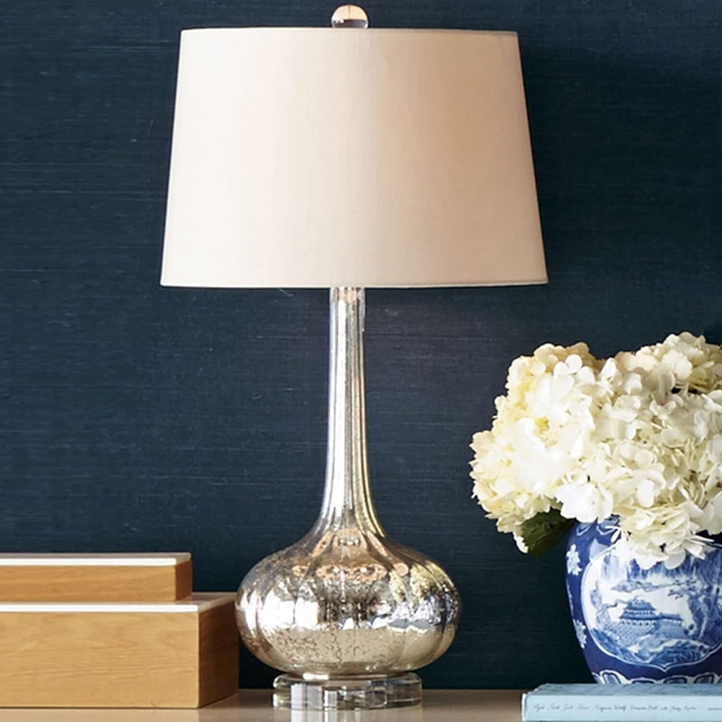 LED Desk Lamp American Table Lamps Glass Bedside Table Lamps with Fabric Lampshade Modern Nightstand Lamps for Home Office Study Lamp, 26' H Table Lamp Reading Lamp (Color : White)