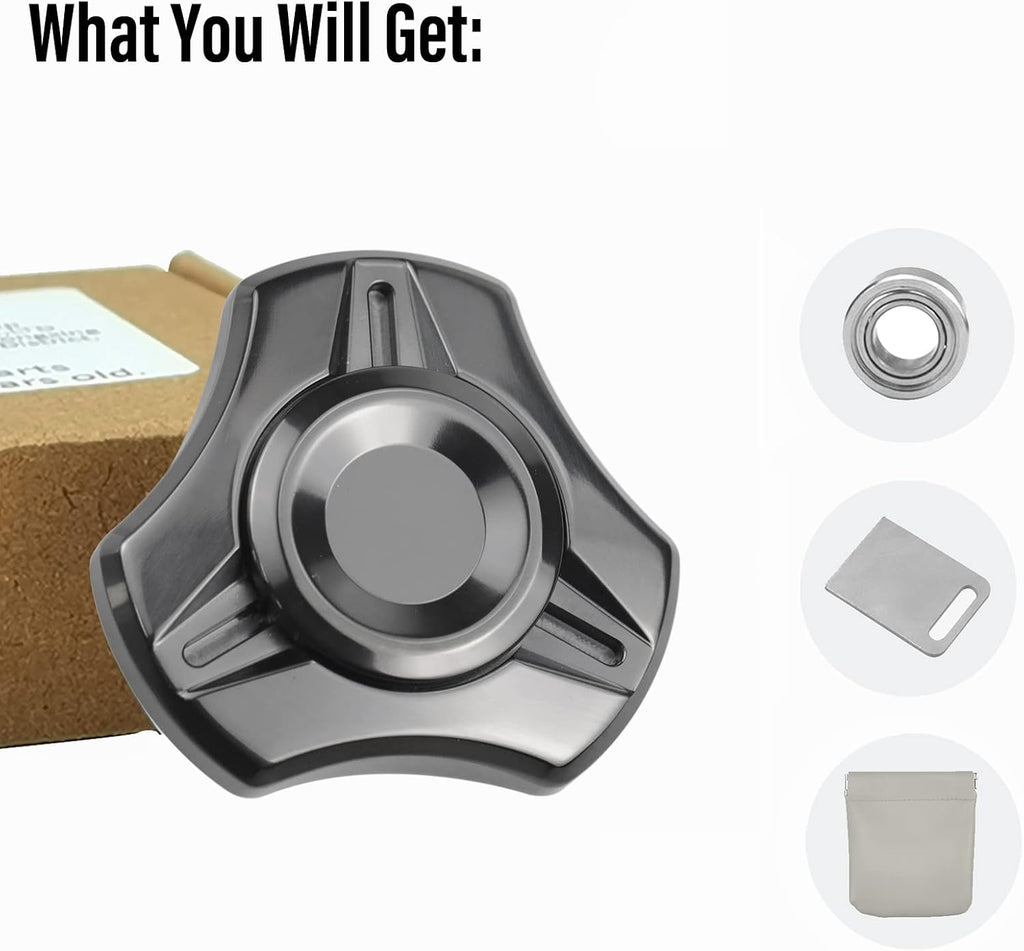 FREELOVE Premium Metal Fidget Spinner for Adults, Stainless Steel Heavy Silent Spinner with Precision Bearing, Small Office Desk Toy & EDC for Stress Relief Focus ADHD, Mini Zirconium Alloy Black