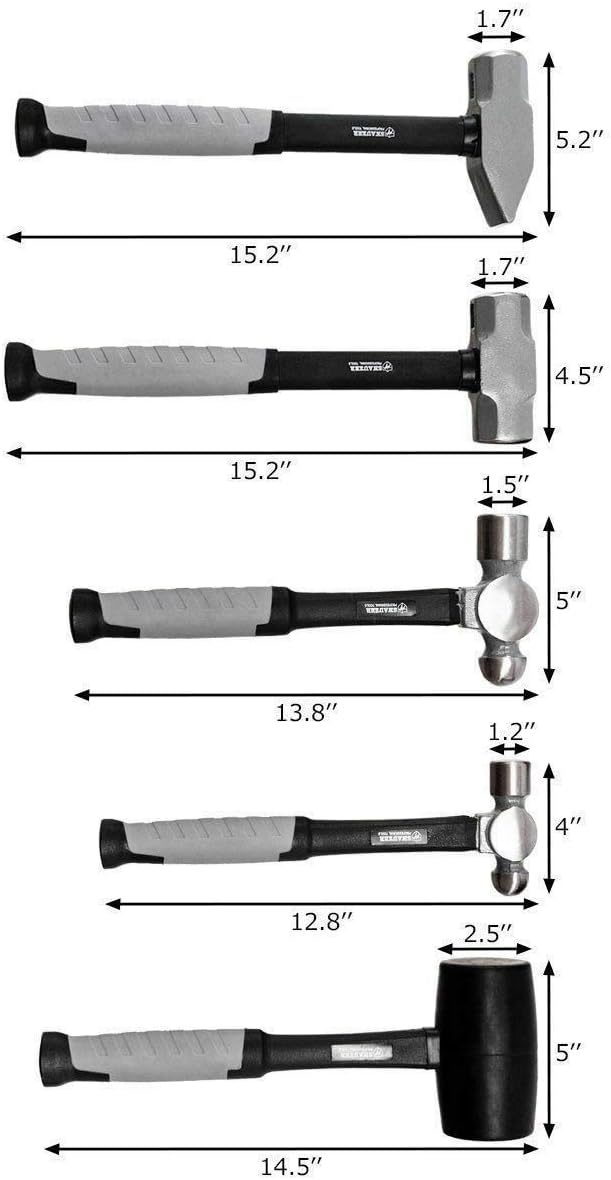 5 Piece Hammer Set Professional Blacksmith Propane Forge Tool Shop Garage Kit,