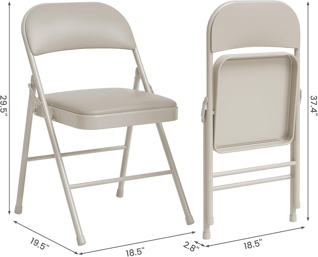 Folding Card Table and Chair Set of 3, Portable Square Card Table with 4 Upholstered Chairs, Foldable Chairs and Tables for Indoor and Outdoor Use, Space-Saving, No Assembly Required, Beige