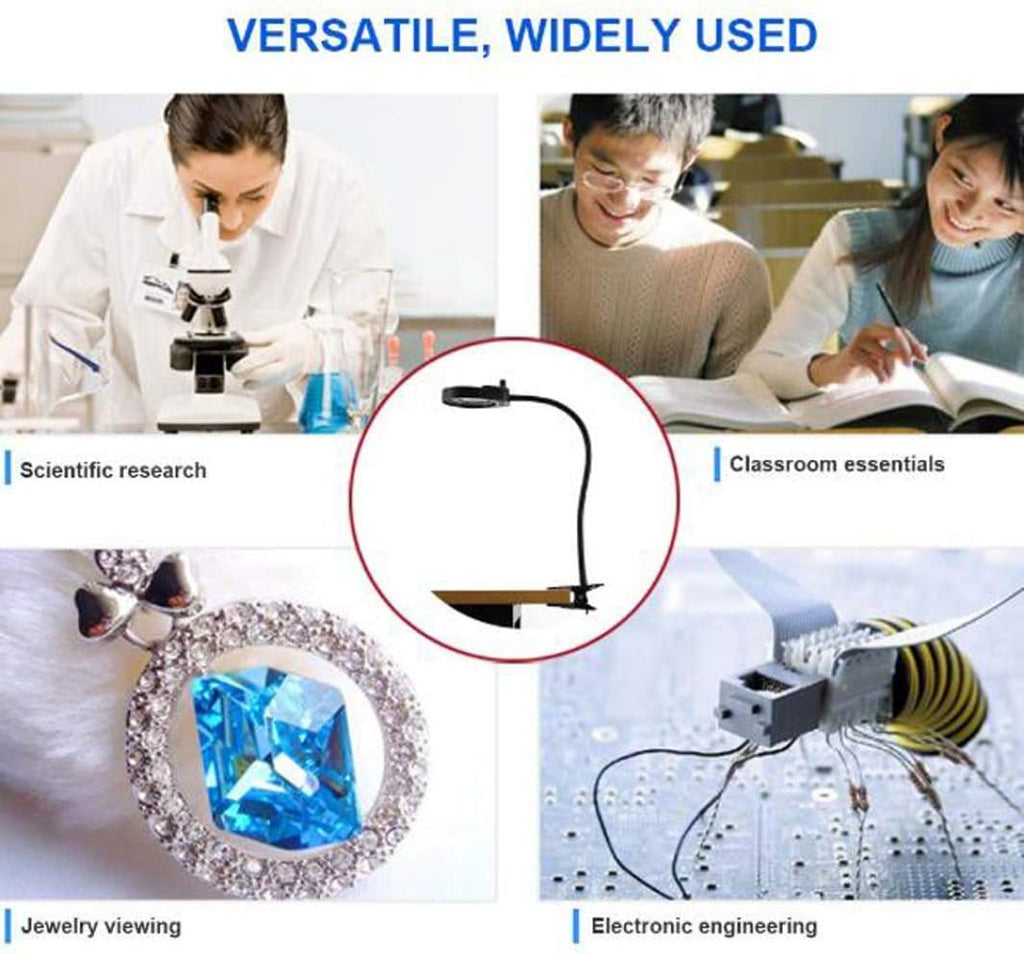 3X 10X Led Magnifying Lamp Desktop Led Magnifier with Daylight Bright Led Lights and Flexible Gooseneck for Reading, Working, Hobby, Soldering and Crafts