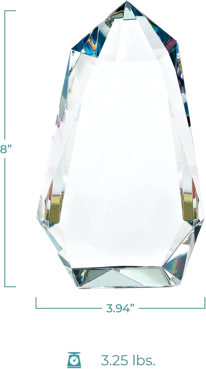 Baudville Engraved Vibrant Luminary Crystal Trophy - Prism Shaped Award