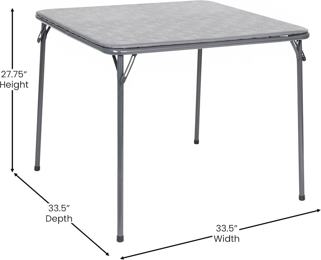 EMMA + OLIVER 5-Piece Multipurpose Folding Card Table and Chairs Set for 4 Players, Padded Top Portable Square Folding Table and Chairs Set, Gray