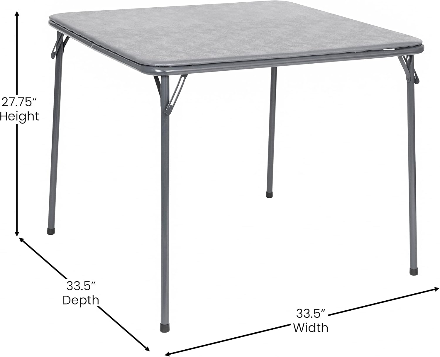 EMMA + OLIVER 5-Piece Multipurpose Folding Card Table and Chairs Set for 4 Players, Padded Top Portable Square Folding Table and Chairs Set, Gray