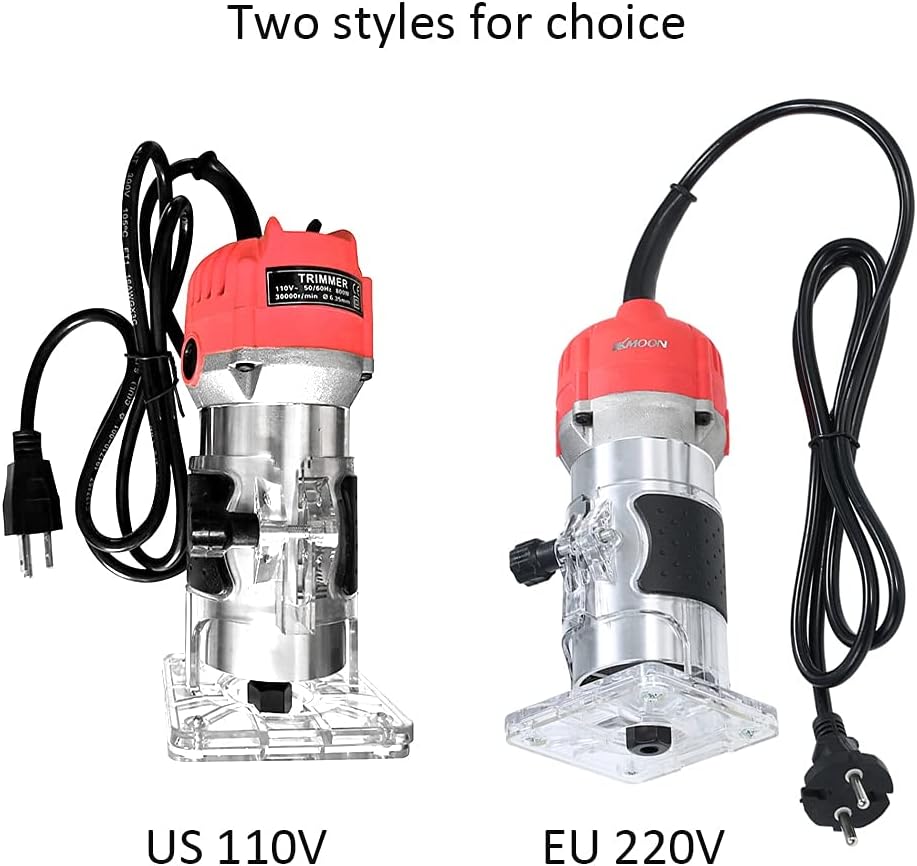 Portable polishing Machine Trim Router 30000r/min Transparent Base Edge Guide Wood Laminate Electric Trimmer Compact Palm Router Corded for Woodworking Low Noise