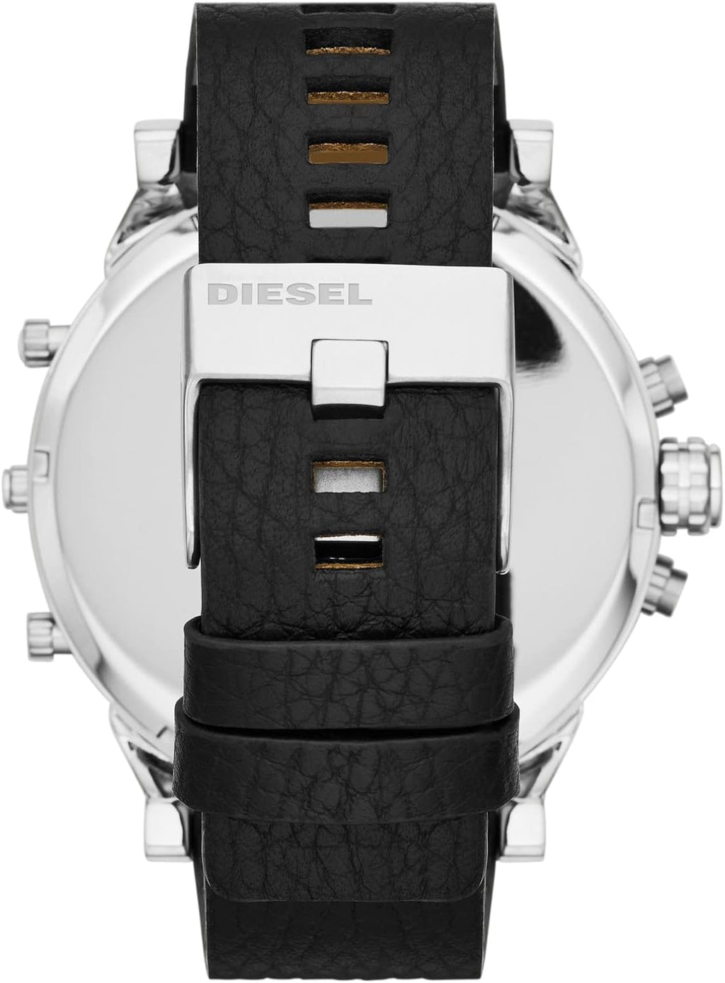 Diesel Mr. Daddy 2.0 Men's Watch, Stainless Steel and Leather Chronograph Sports Watch for Men, Color: Black/Silver
