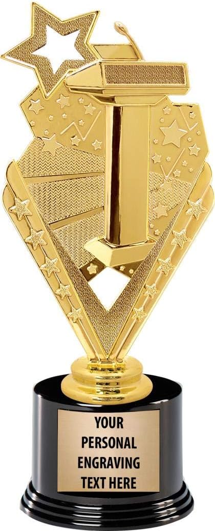 Crown Awards Public Speaking Trophies with Custom Engraving, 7.25' Personalized Public Speaker Trophy On Deluxe Round Base Prime
