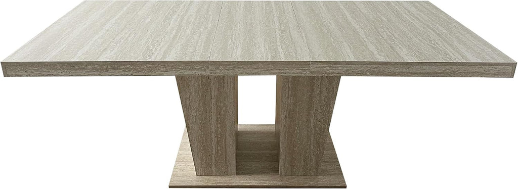 78.74'' Extendable Rectangular Dining Table for 4-8, Modern Mid-Century Wood Expandable Kitchen Dinner Conference Table for Living Room Office, Veined Travertine Pattern, Beige