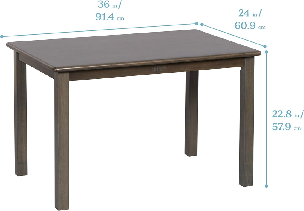 ECR4Kids 24in x 36in Rectangular Hardwood Table and Chair Set, 12in Seat Height, Kids Furniture, Grey Wash, 3-Piece
