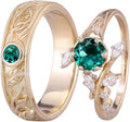 SISGEM Moissanite Couple Rings Set, 10K 14K 18K Solid Gold Moissanite Wedding Rings for Him And Her, Vintage Leaf/Branch Wedding Bands Matching Couple Rings Anniversary Jewelry Gift for Women And Men