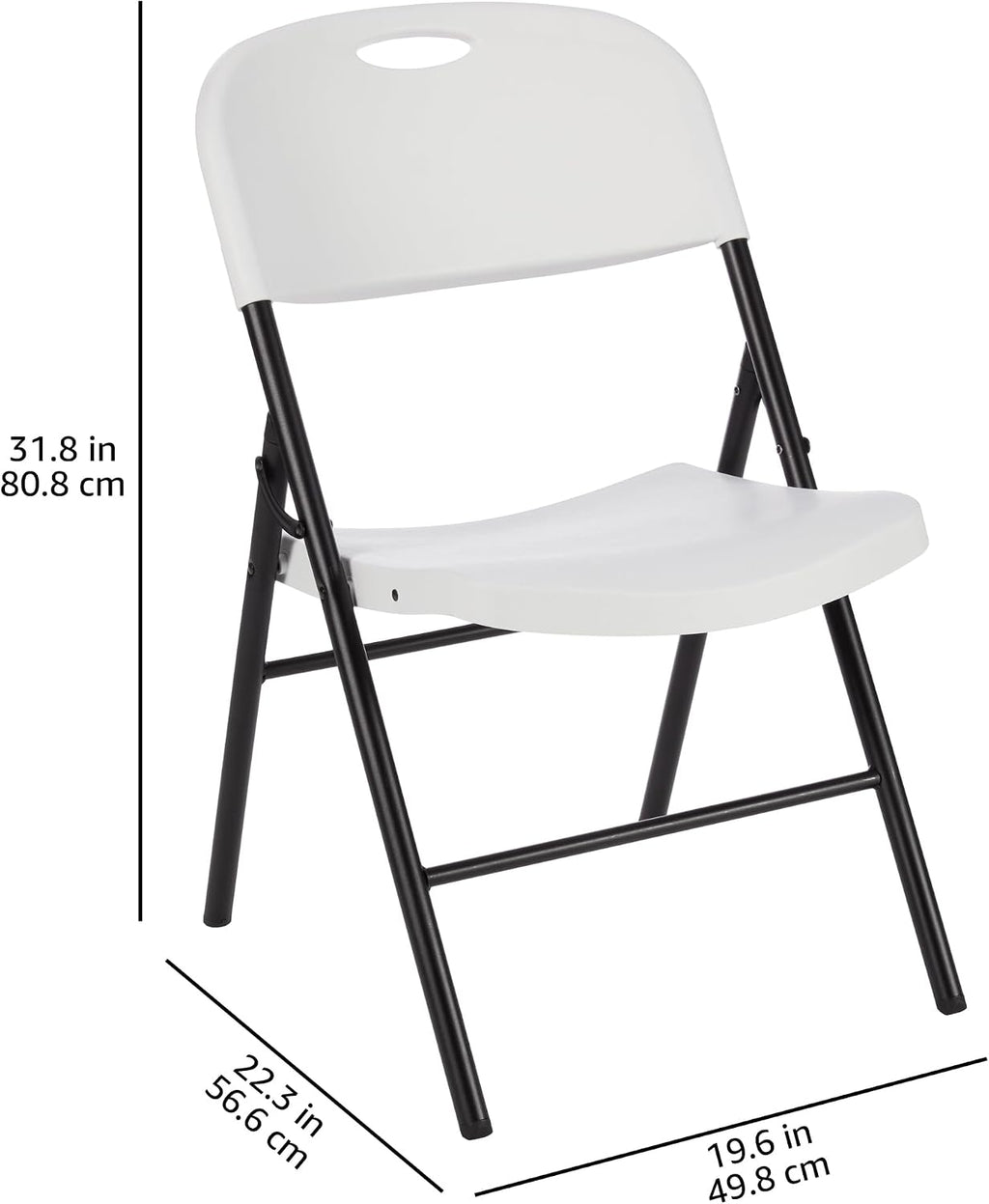 Amazon Basics Foldable Portable Plastic Chair, 350-Pound Capacity, White, 4-Pack