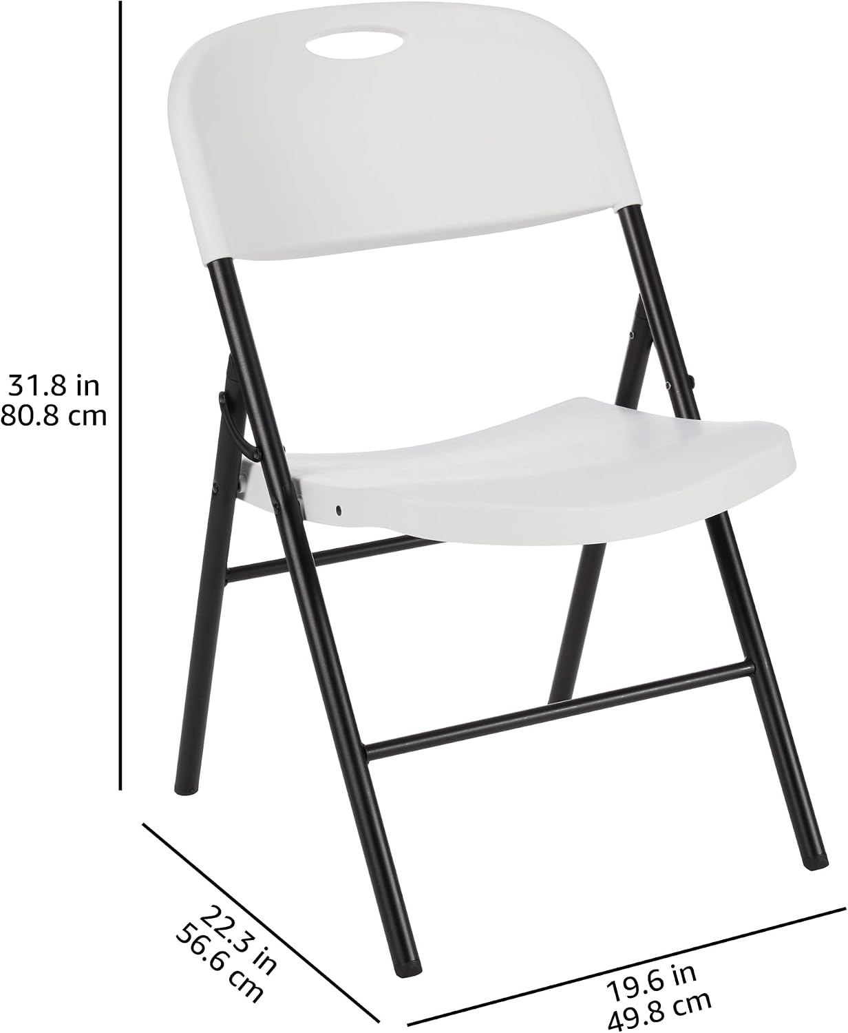 Amazon Basics Foldable Portable Plastic Chair, 350-Pound Capacity, White, 4-Pack