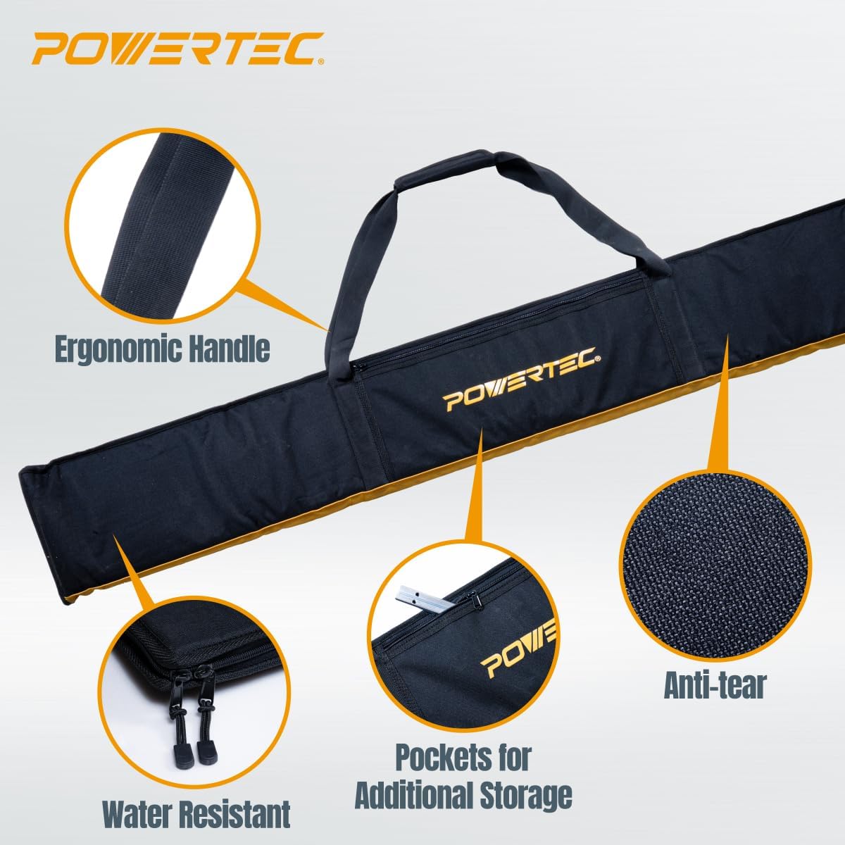 POWERTEC 71550 55' Track Saw Guide Rail Kit for Makita or Festool | Includes (2) Guide Rails/Protective Guide Rail Bag/Rail Connectors