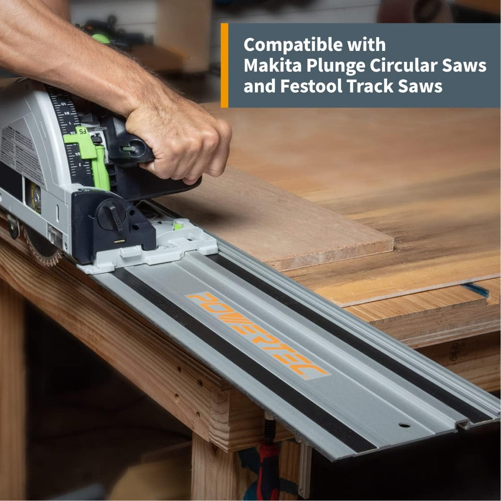 POWERTEC 71550 55' Track Saw Guide Rail Kit for Makita or Festool | Includes (2) Guide Rails/Protective Guide Rail Bag/Rail Connectors