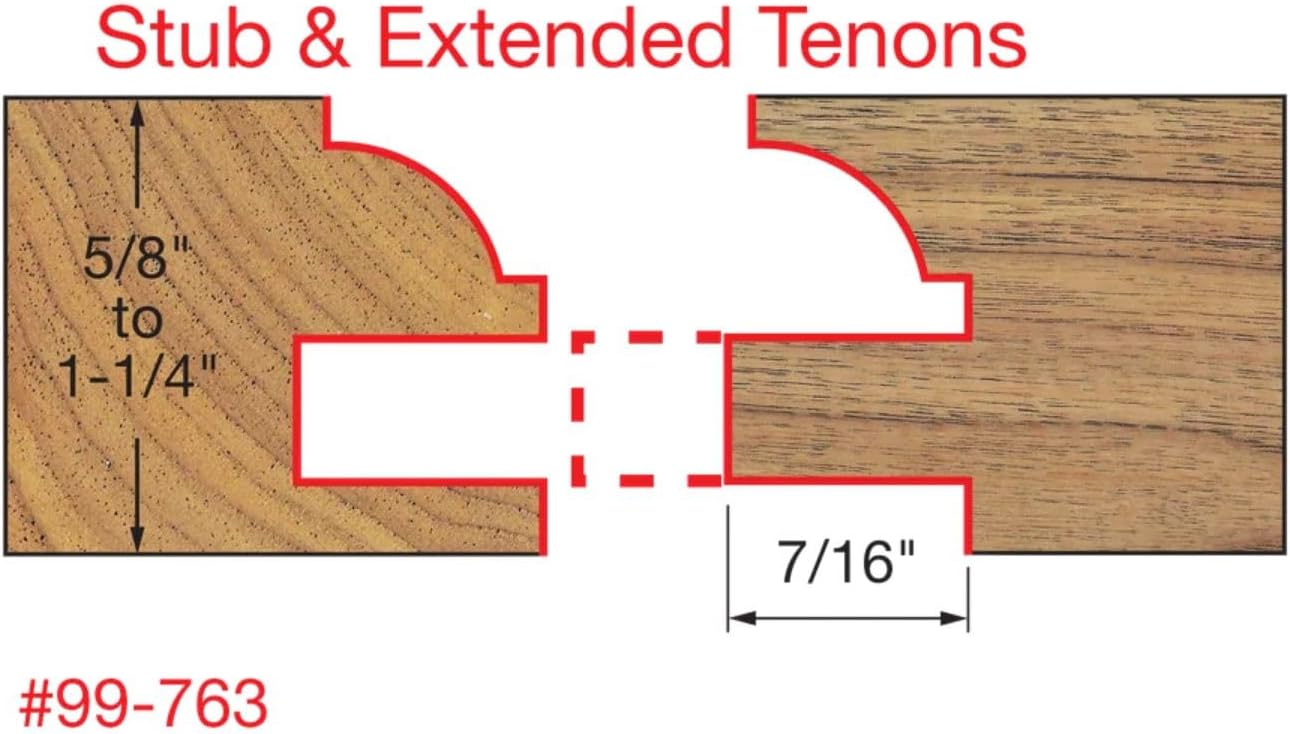 Freud Premier Adjustable Rail & Stile Bit - Round Over Bead with Tico Hi-Density Carbide for Maximum Performance - 1-11/16' Dia., 3-3/4' Length, 9/32' Radius, 1/2' Shank - 99-763