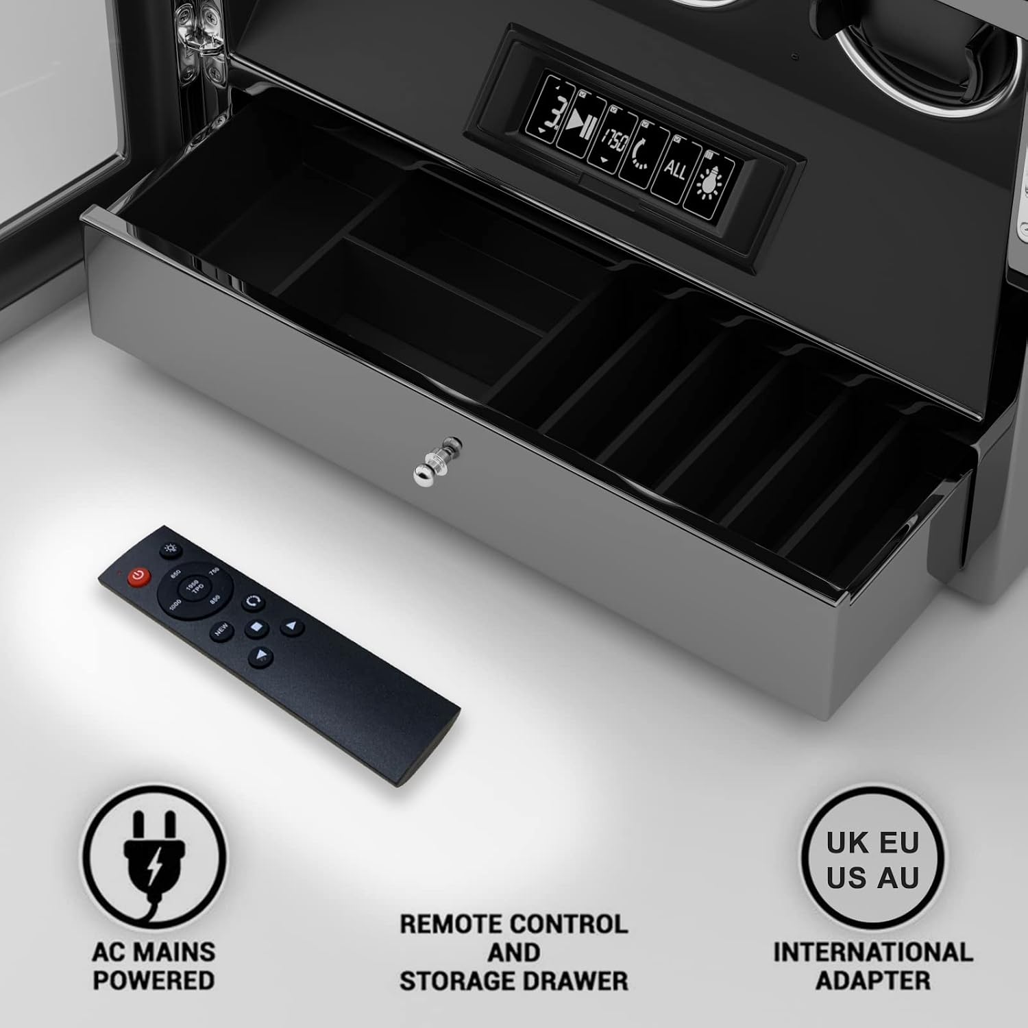 DUKWIN Watch Winder, Fingerprint Lock Automatic Watch Winder for 3/6/9 Watches with 4 Holders,300-2300 TPD,Digital Display, Remote Control,Jewelry Storage and Adjustable Watch Pillow and LED Light