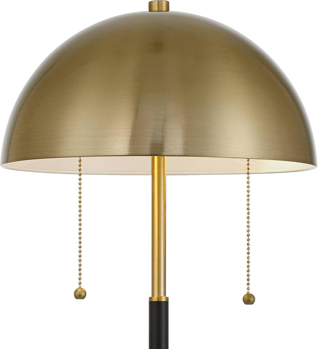 360 Lighting Pierre 23' H Gold Black Metal Dome Pull Chain USB Table Lamp Set of 2