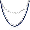 JEAN RACHEL JEWELRY Men's 3-Piece Necklace Layering Set - Hammered Link Chain, Box Chain & Lapis Lazuli Beads - Royal Blue Bundle