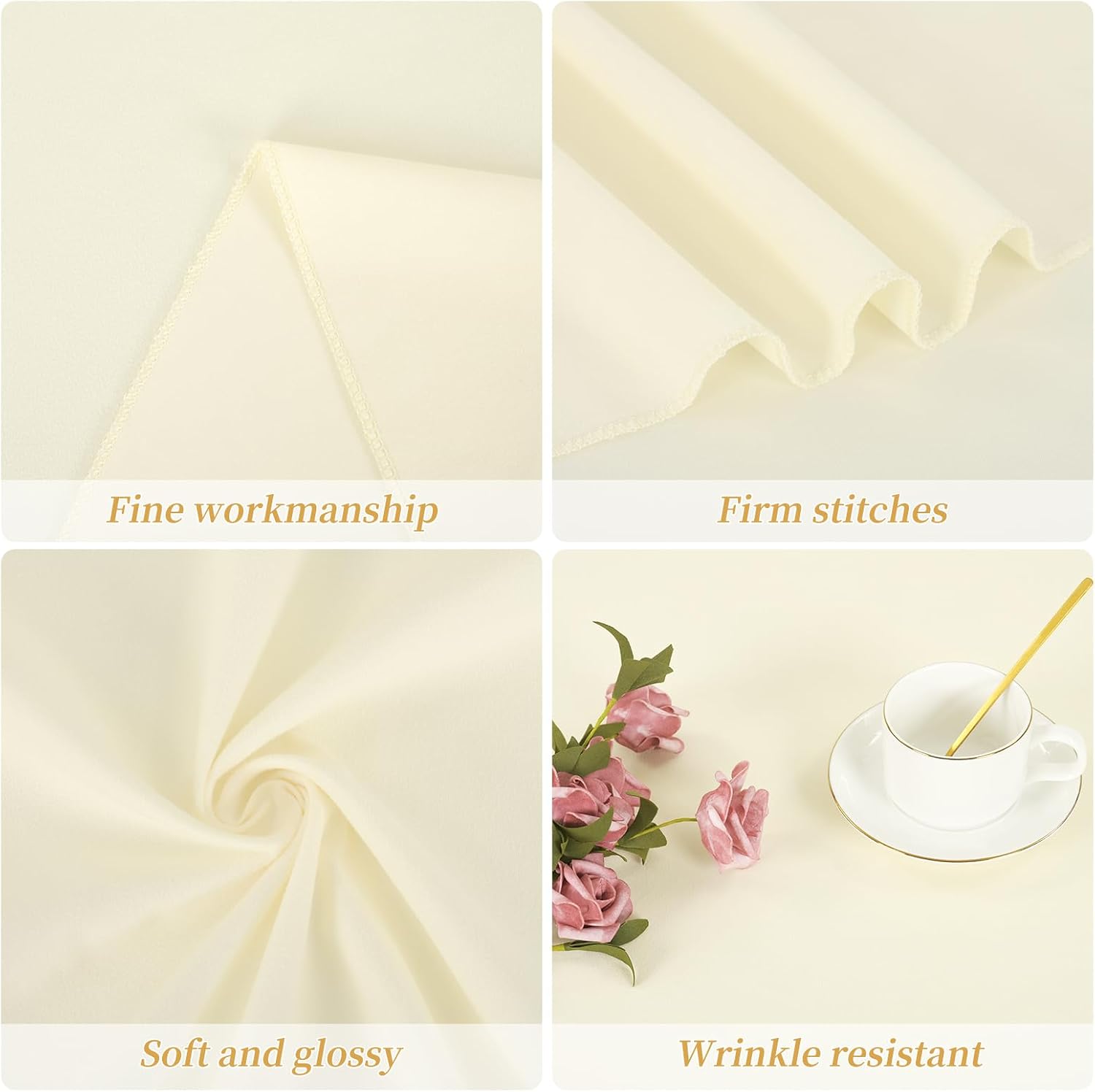 12 Pack Round Tablecloths - 120 Inch, Beige Polyester Table Cover for Round Table, Stain and Wrinkle Resistant Washable Fabric, Wedding Banquet Parties