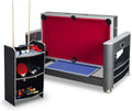 Hathaway Triple Threat Multi Game Table – Space-Saving Rotating Playfield for 6ft Pool Table, Air Hockey Table, & Table Tennis - 3 in 1 Game Table with Complete Accessories & Display Rack