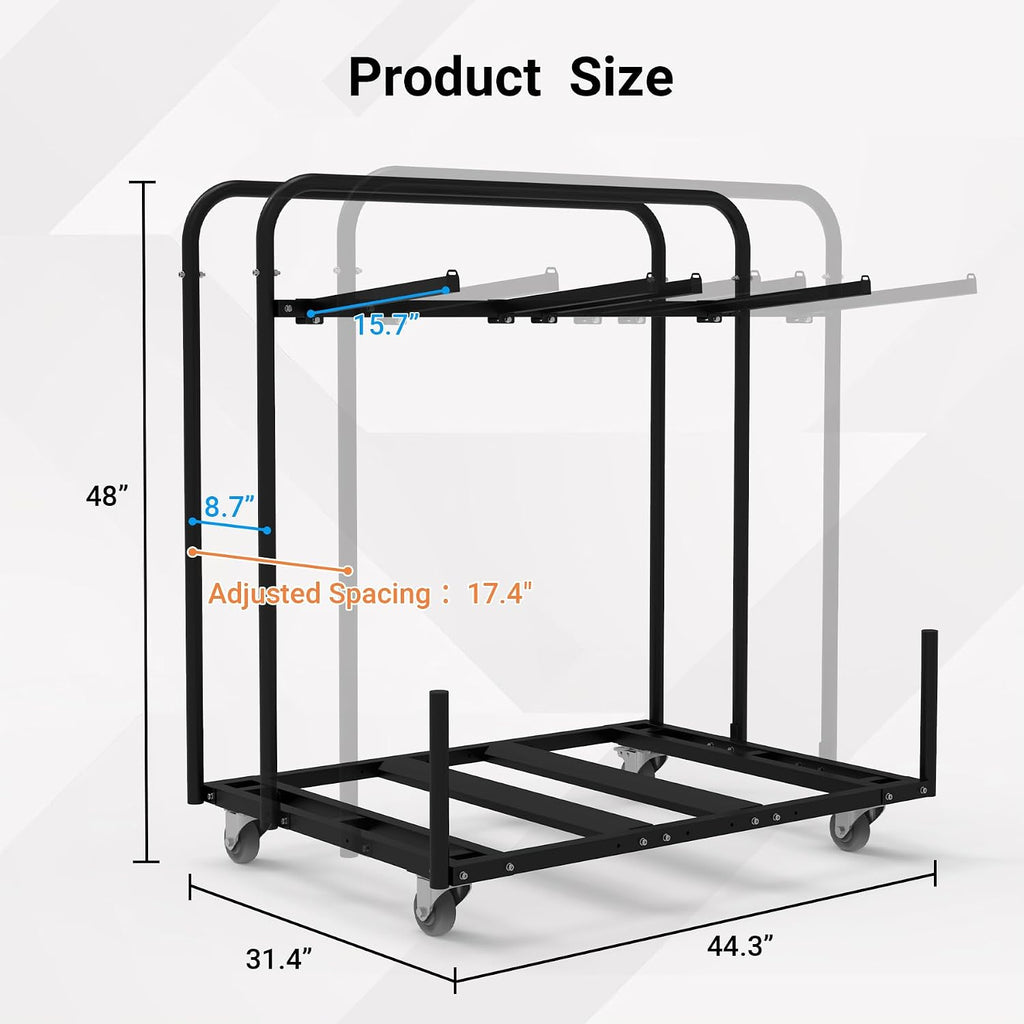Updated Folding Table and Chair Rack Cart (Holds 10-16 Chairs & 4-8 Tables), Powder Coated, Perfect for Party, Hotel, Factory, Warehouse, 44.3' L x 31.4' W x 48' H