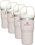 Stanley IceFlow Flip Straw Tumbler with Handle 20 oz | Twist On Lid and Flip Up Straw | Leak Resistant Water Bottle | Insulated Stainless Steel |BPA-Free | Rose Quartz (Pack of 4)