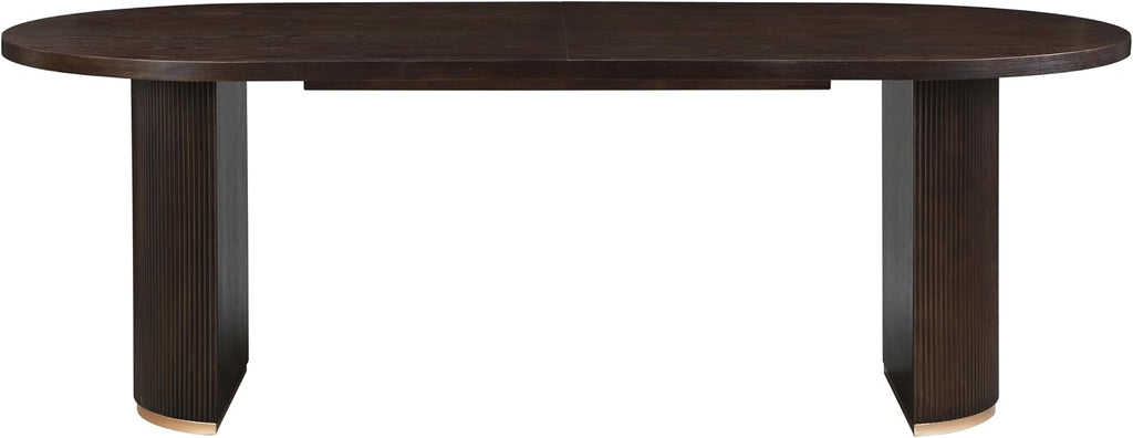 Oval Dining Table with Double Pedestal Base for 6 People, 88-inch Kitchen Table for Dining Room, Easy to Assemble, Espresso