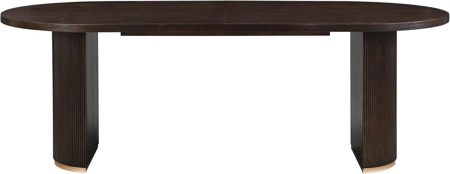 Oval Dining Table with Double Pedestal Base for 6 People, 88-inch Kitchen Table for Dining Room, Easy to Assemble, Espresso