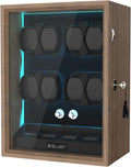 XTELARY Lockable Automatic Watch Winder - 4/6/8/12 Watch Storage, 4 Rotation Modes, Quiet Motor, Backlight
