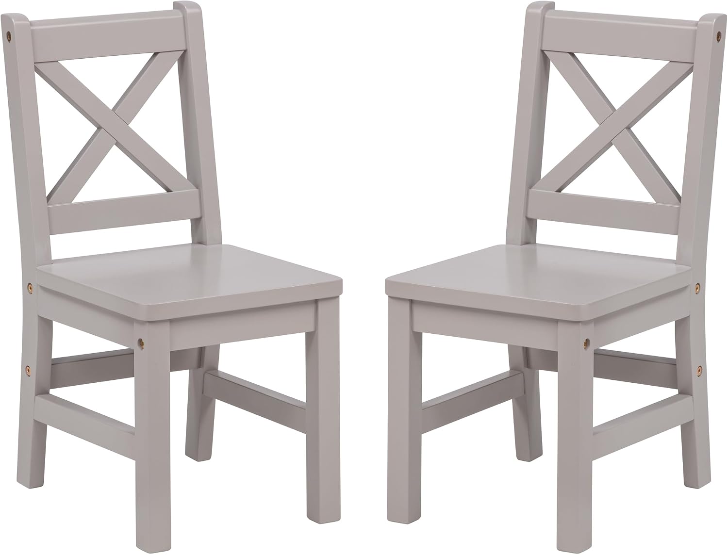 eHemco Solid Hard Wood Kids Table and Chair Set (2 Chairs Included), Cozy Grey, 3 Piece Set