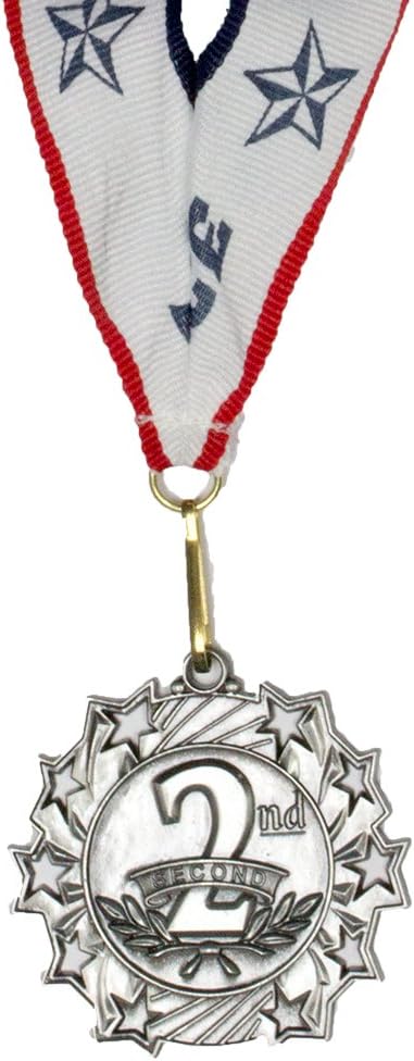 All Quality 1st 2nd 3rd Place Ten Star Award Medals - 3 Piece Set (Gold, Silver, Bronze) Includes Neck Ribbon