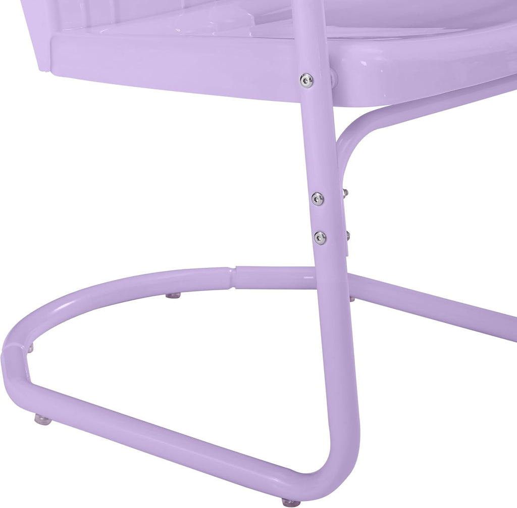 Crosley Furniture Tulip 5-Piece Outdoor Dining Set for 4, Vintage Retro Metal Round Patio Table and Chairs, Lavender Gloss/White Satin