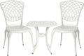 HOMEFUN Thickened Heavy-Duty Cast Aluminum Bistro Set of 2 Outdoor 3 Piece Patio Furniture, Ultra Sturdy Rustproof All-Weather for Garden Balcony, White