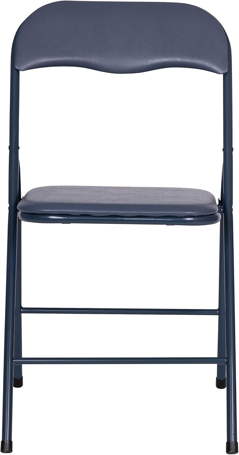 EMMA + OLIVER 5-Piece Multipurpose Folding Card Table and Chairs Set for 4 Players, Padded Top Portable Square Folding Table and Chairs Set, Navy