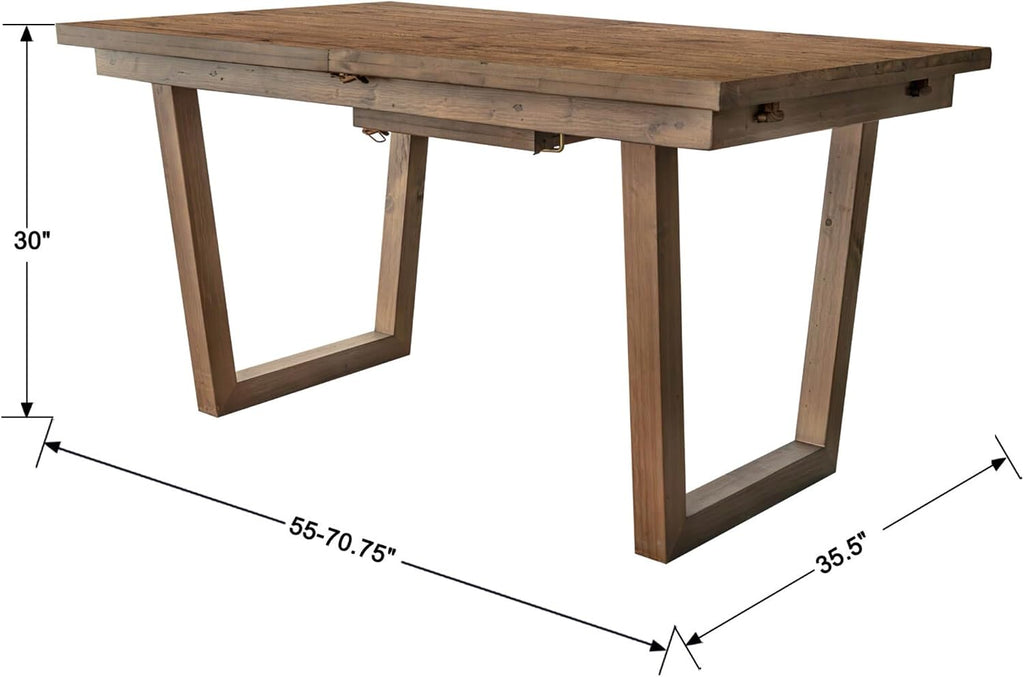 55-70.5' Extendable Dining Table Pine Expandable Dining Room Table for 4 6 8 People Large Rectangle Table Space Saving for Dining Room Living Room Home Office，Walnut