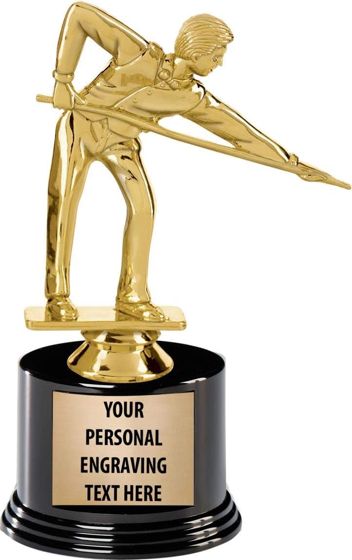 Crown Awards Billiards Trophies with Custom Engraving, 7.25' Personalized Male Billiards Trophy On Deluxe Round Base Prime
