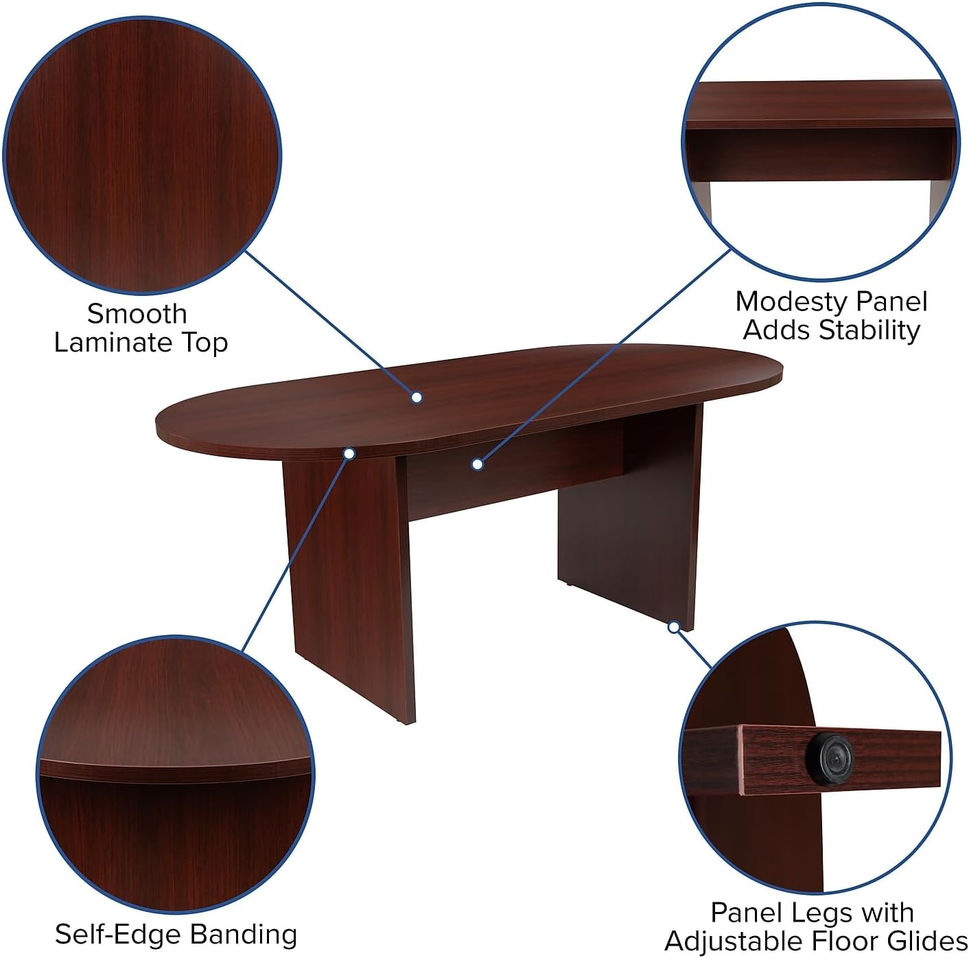 Flash Furniture Jones 6 Foot (72 inch) Oval Conference Table in Mahogany