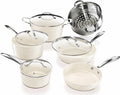 Gotham Steel Hammered 15 Pc Ceramic Cookware Set Nonstick, Pots and Pans Set Non Stick with Induction Cookware, Cooking Utensils & Steamer, Non Toxic PFOA PFOS Free, Oven & Dishwasher Safe