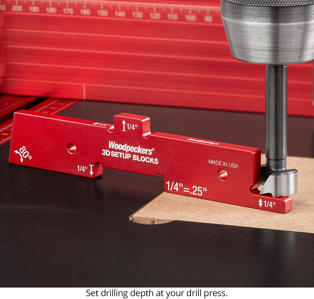 Woodpeckers 3D Setup Blocks, 7 Piece Set, Aluminum, USA Made, 4 Ways to Meaure on each Block, Router & Table Saw Gauge Blocks, Router Bit Height Gauge - 3D-SUB7
