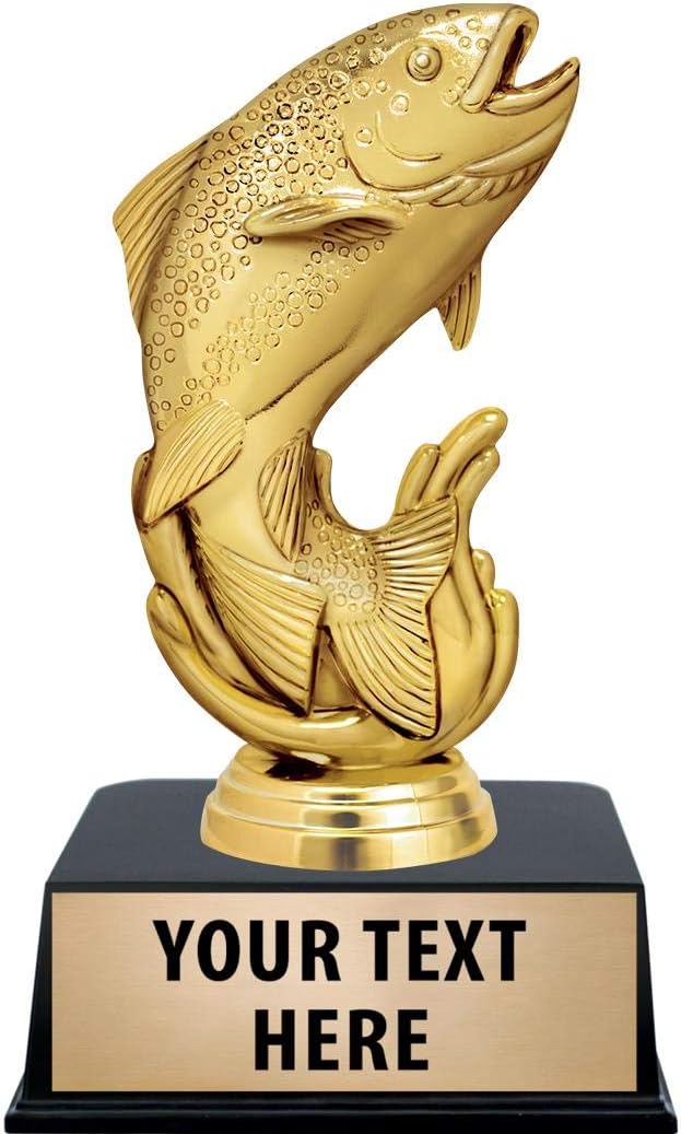 Crown Awards Fish Trophies with Custom Engraving, 6' Personalized Gold Trout Fishing Trophy On Black Base Prime