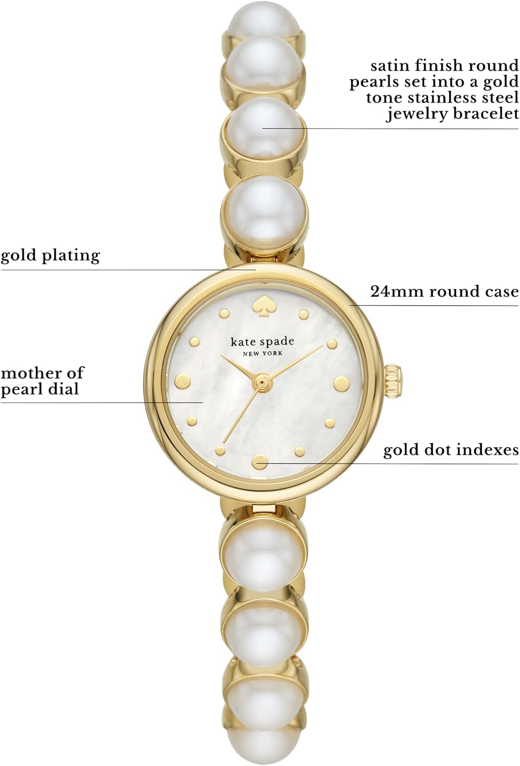 kate spade new york Monroe Jewelry-Inspired Women's Watch with Stainless Steel Bracelet