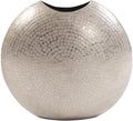 Howard Elliott Collection Frosted Metal Decorative Vase, Metallic Silver Hammered Accent Table Vase for Centerpiece, Console Table, Entryway, Living Room & Modern Home Decor, 5 x 6.5 x 14.25 Inch