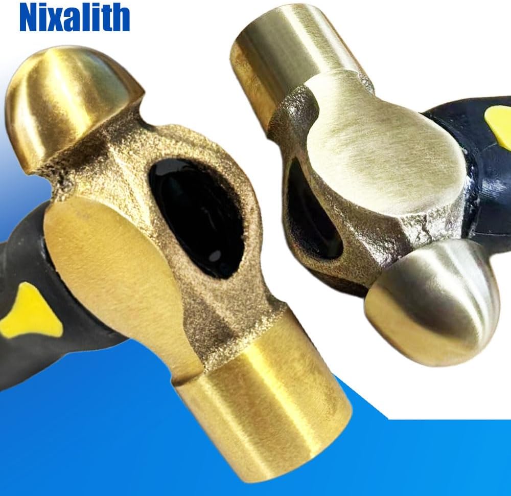 Nixalith 3PCS Brass Stubby Hammer Set, 16oz Brass Ball Pein Hammer, Stubby Ball Peen Mallet,Length 15.5cm,Good for Jewelry Making, Ideal for Home, Auto Repair, Carpentry and Crafting
