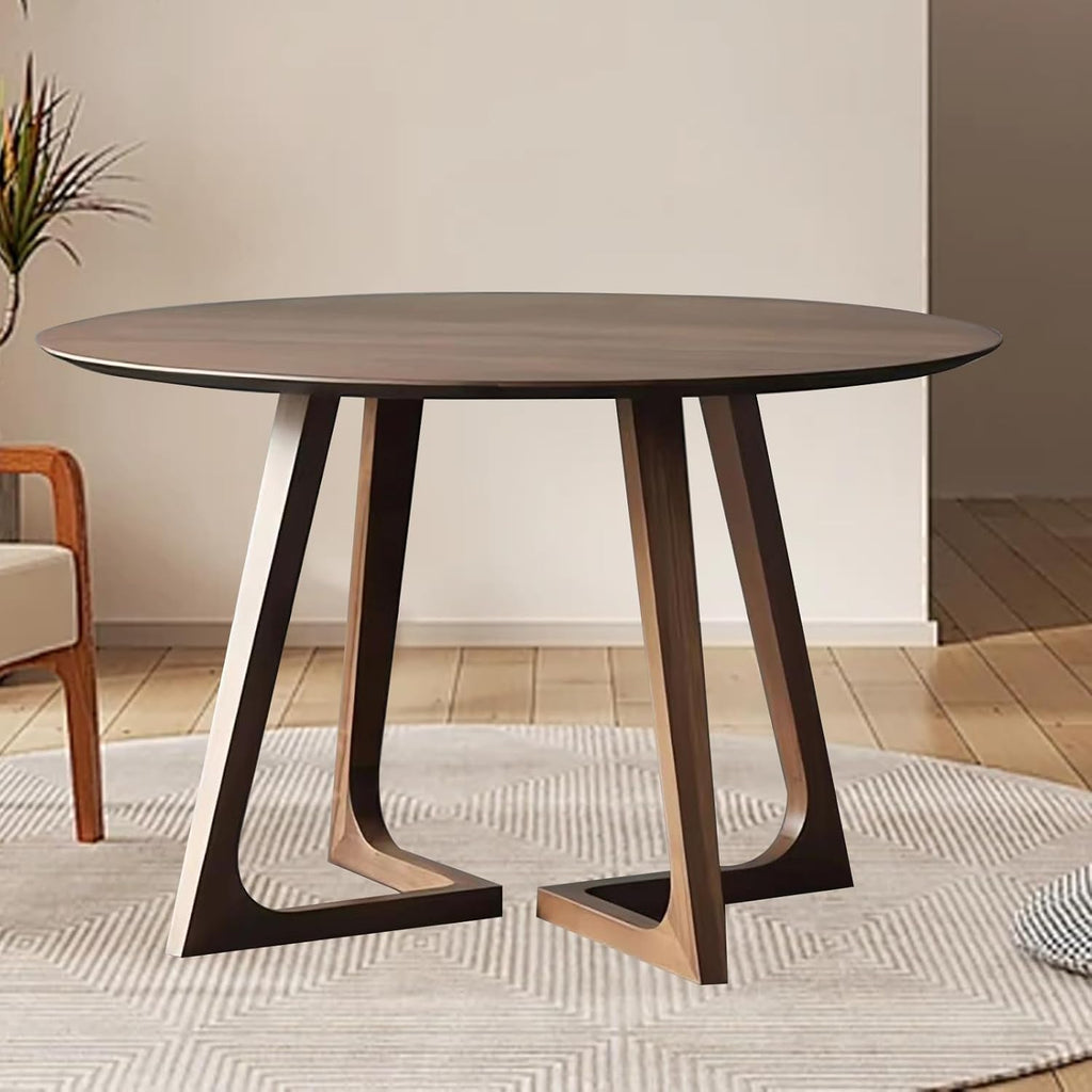 35.4' Round Wooden Dining Table,Small Dining Table for 4,Circle Kitchen Table,Mid Century Modern Coffee Table for Living Room,Dining Room, Easy-Assembly,Space Saving,Walnut
